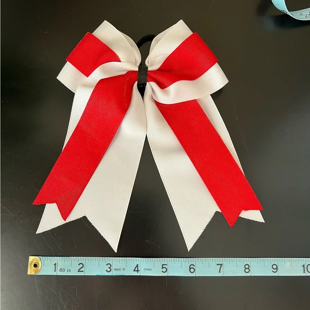 Red and white cheer bow - Picture 4 of 4